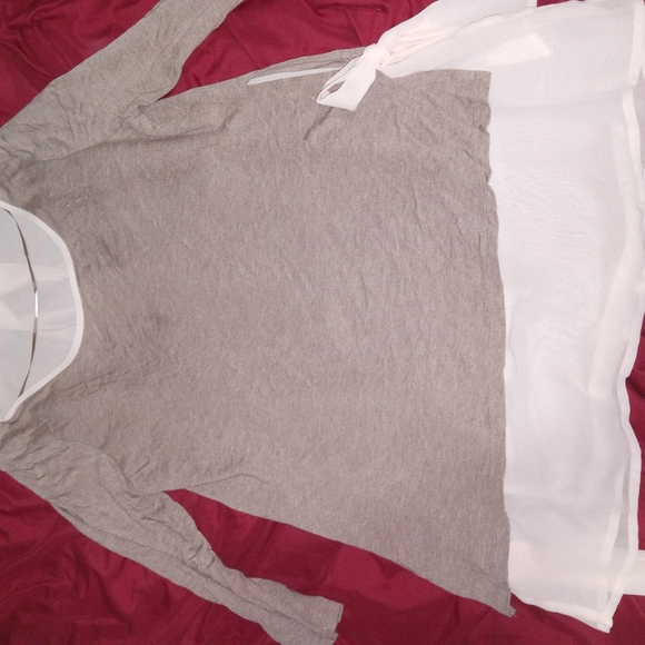 LC Lauren Conrad Cream and Tan Blouse - Picture 2 of 15